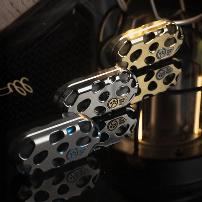 Fidget Slider EDC – DZ Top B Kong | Brass Stainless Steel Hollow CNC Push Slider