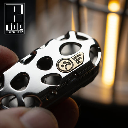 Fidget Slider EDC – DZ Top B Kong | Brass Stainless Steel Hollow CNC Push Slider