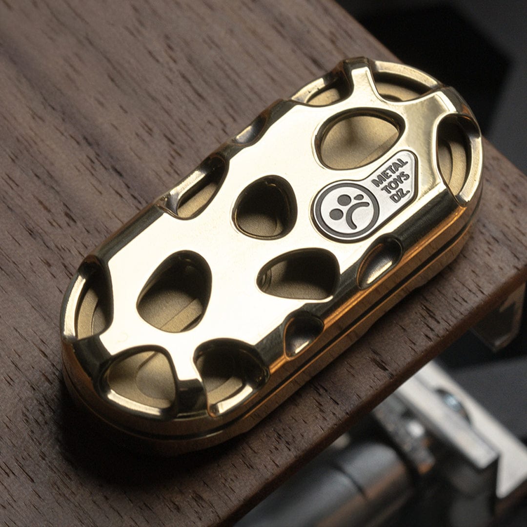 Fidget Slider EDC – DZ Top B Kong | Brass Stainless Steel Hollow CNC Push Slider