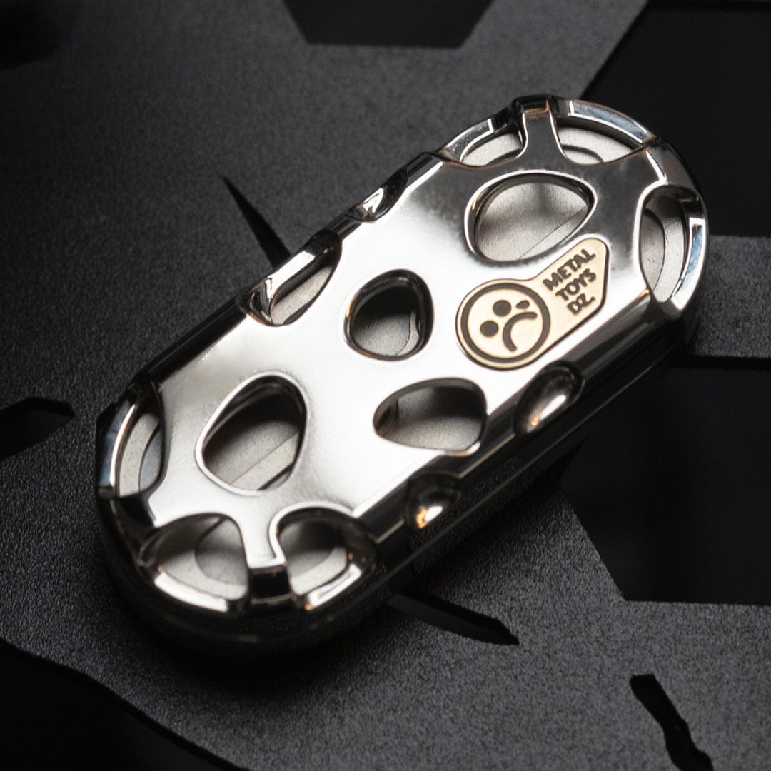 Fidget Slider EDC – DZ Top B Kong | Brass Stainless Steel Hollow CNC Push Slider