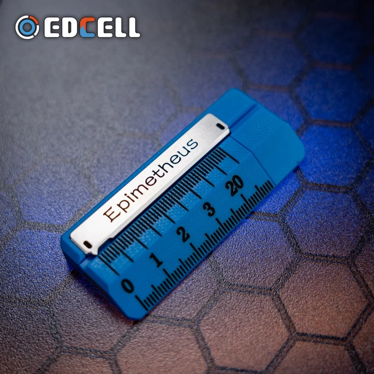 Blue EDCCELL ruler-style mechanical slider variant