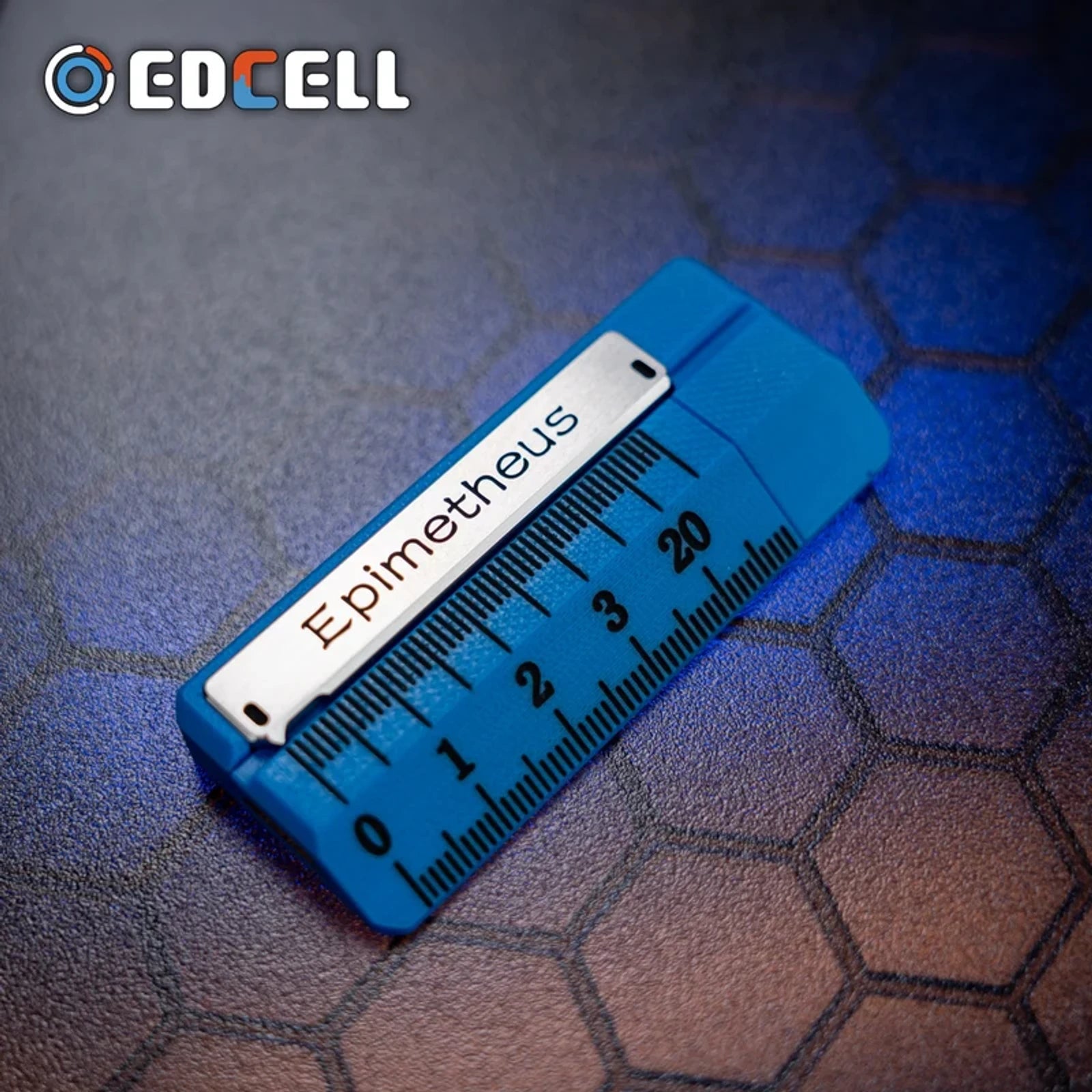 Blue EDCCELL ruler-style mechanical slider variant