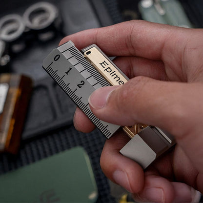 Mechanical Slider – EDCell Quirky Ruler | Titanium Zirconium Brass Ultem EDC Fidget