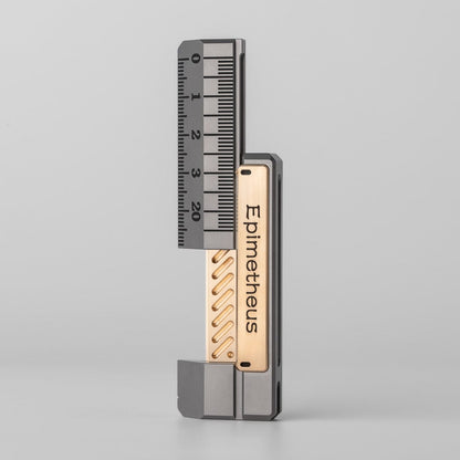 Mechanical Slider – EDCell Quirky Ruler | Titanium Zirconium Brass Ultem EDC Fidget