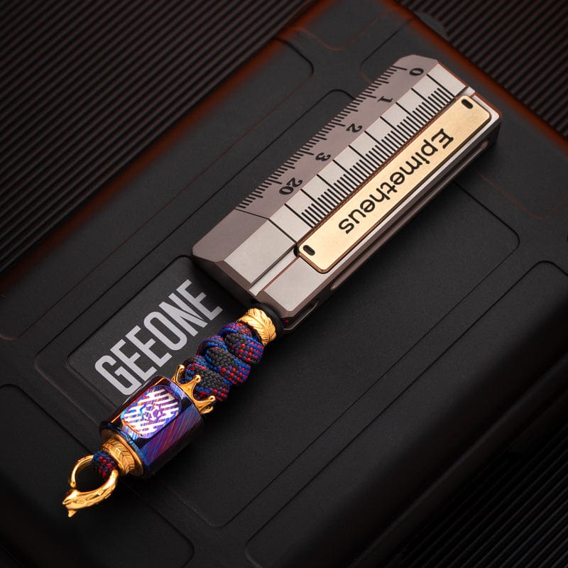 Mechanical Slider – EDCell Quirky Ruler | Titanium Zirconium Brass Ultem EDC Fidget