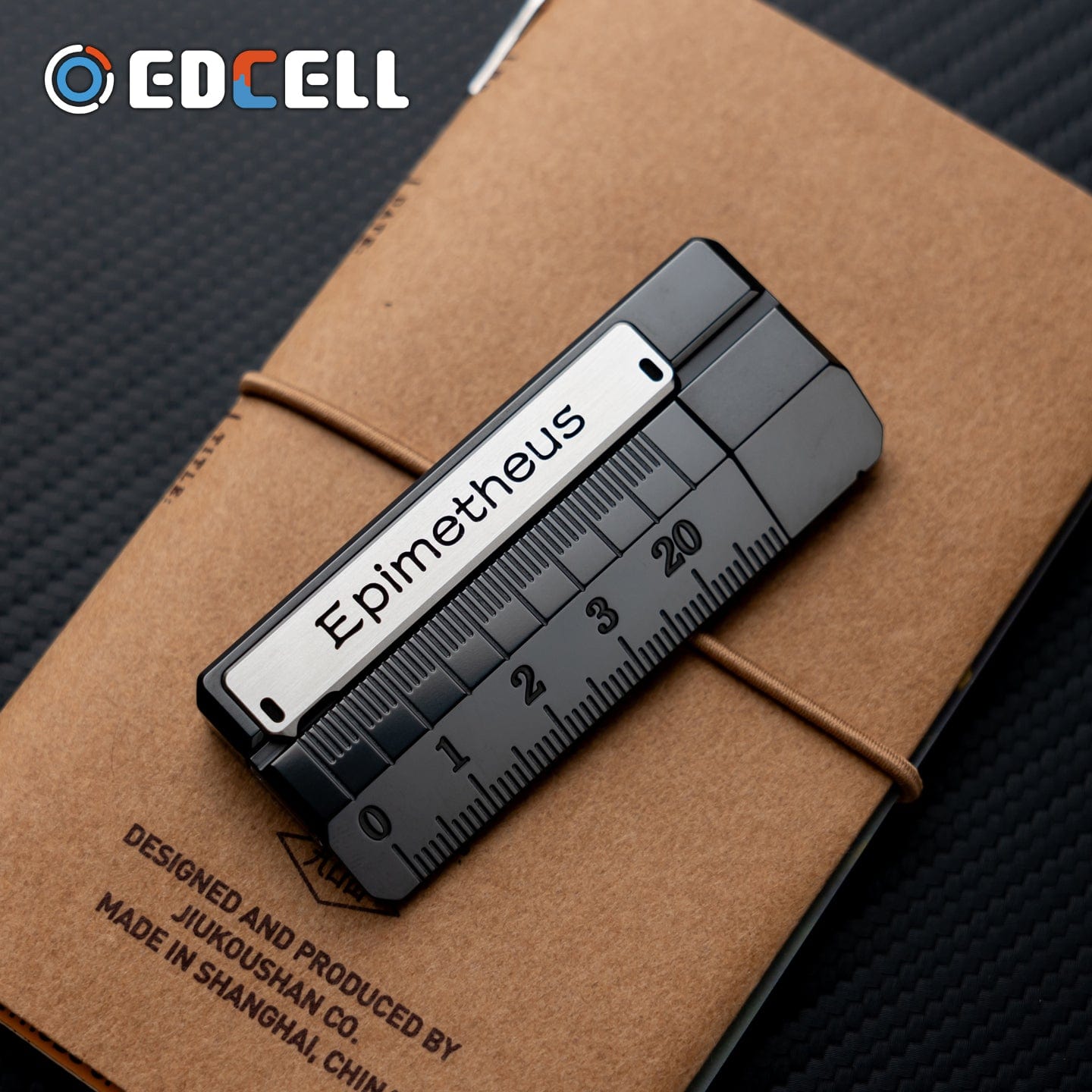Mechanical Slider – EDCell Quirky Ruler | Titanium Zirconium Brass Ultem EDC Fidget