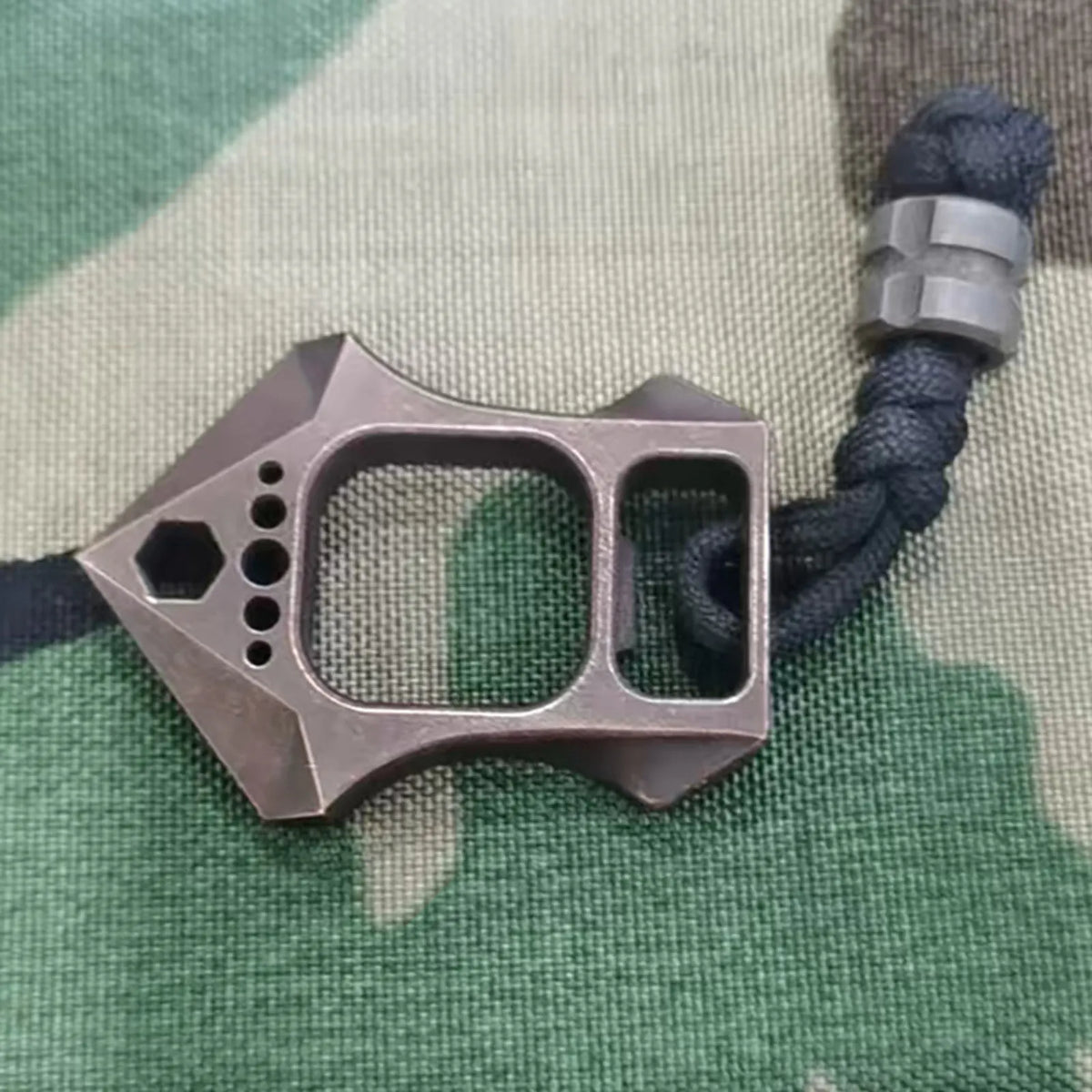 FatMan Single Finger Brass Knuckle Bottle Opener EDC Pocket Tool in Stonewashed Copper without Pendant