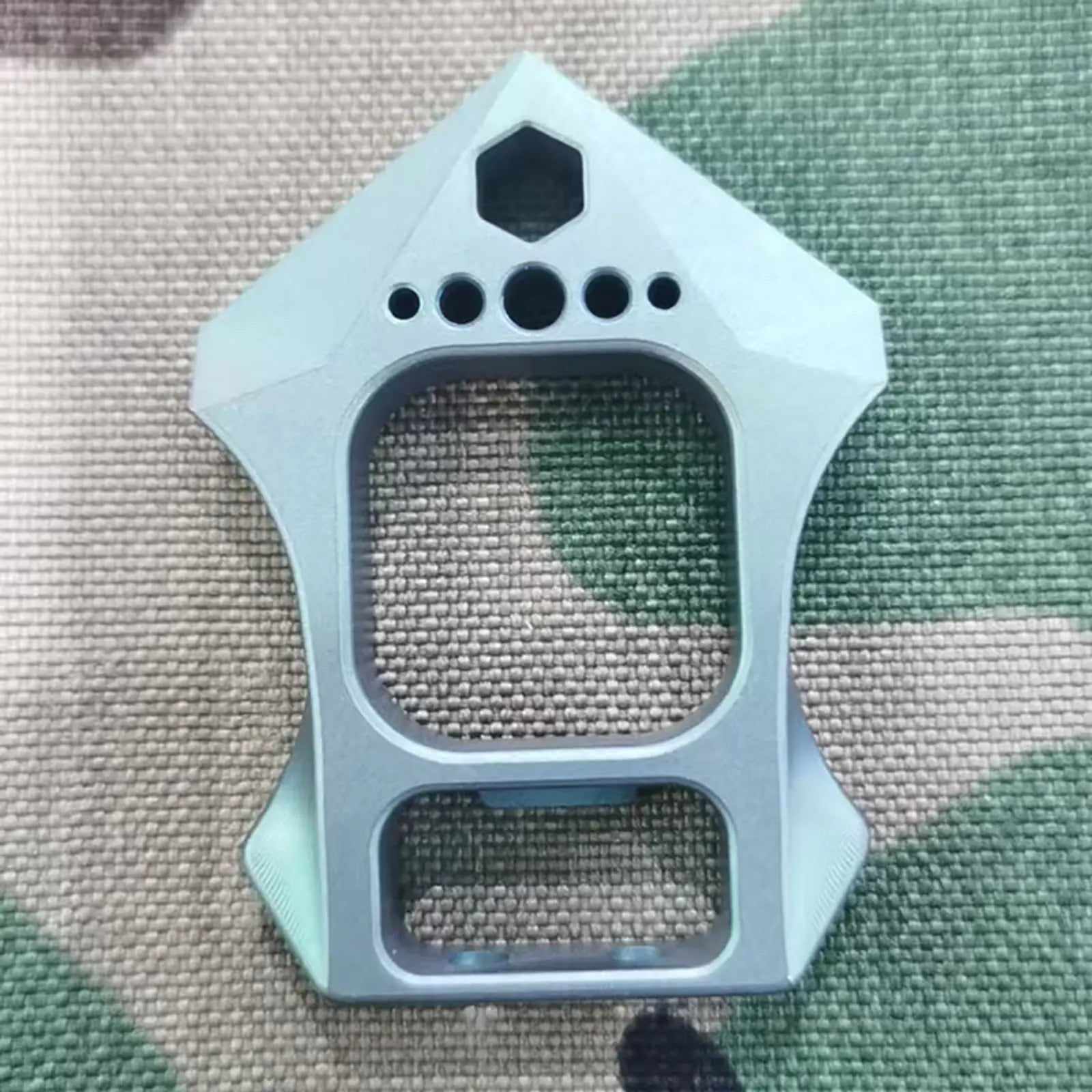FatMan Single Finger Brass Knuckle Bottle Opener EDC Pocket Tool in Cyan Titanium