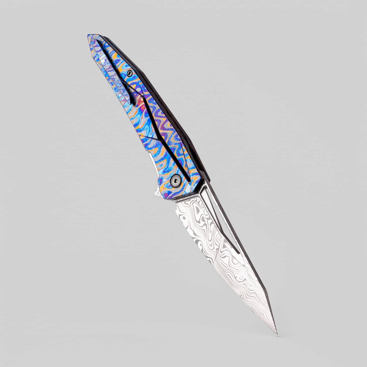 Folding Knife – Fengli Prism | Titanium Damascus Zircuti M390 DLC EDC Pocket Knife