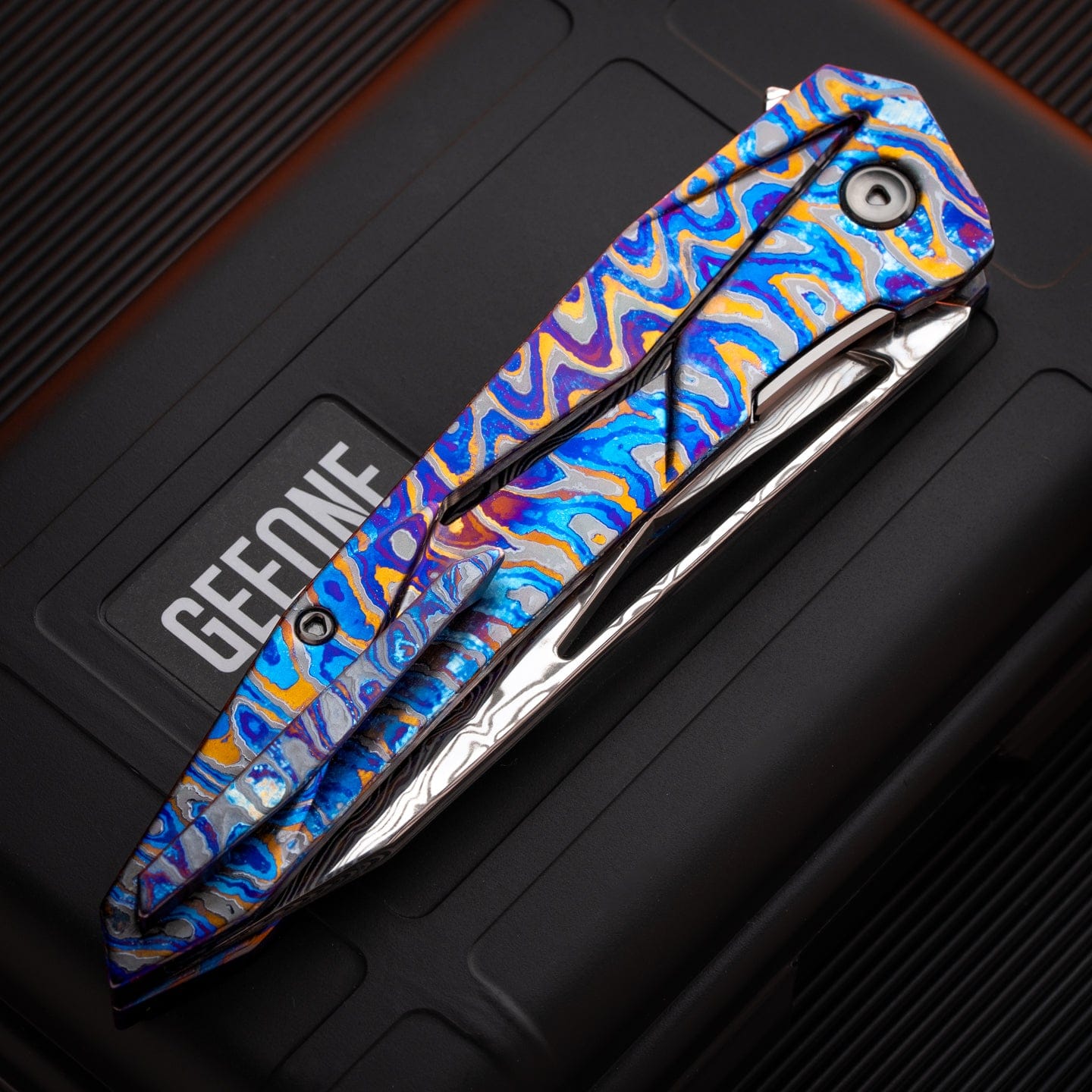 Folding Knife – Fengli Prism | Titanium Damascus Zircuti M390 DLC EDC Pocket Knife