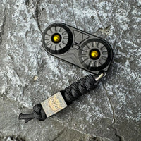 Black-Coated Stainless Steel + Owl Bead Lanyard