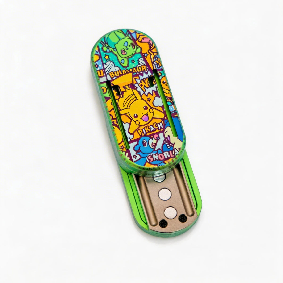 Titanium Press-Action Fidget Slider: character slider fully opened showing internal mechanism (gallery view 05).