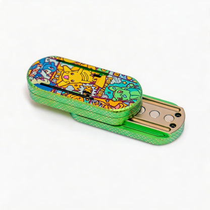 Titanium Press-Action Fidget Slider: character slider partially open showing inner plate (gallery view 04).