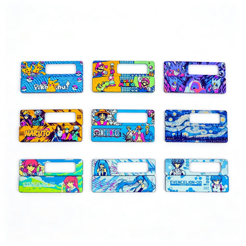 Titanium Chocolate-Style Slider Covers: nine illustrated upper cover artwork designs compared (gallery view 01).