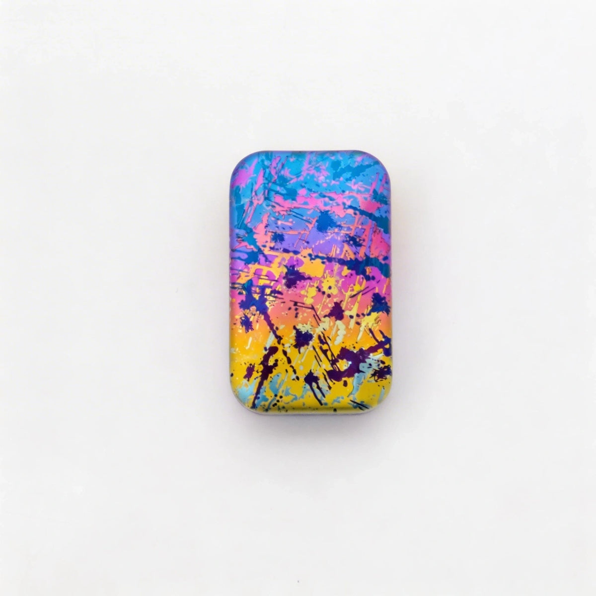 Rotating Titanium Fidget Slider: pink blue and yellow splatter face (gallery view 06).