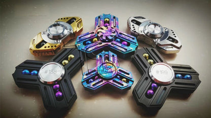 Titanium Spinner Balls: balls installed in example three-arm spinners (gallery view 04).