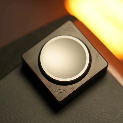 Square ebony wood fidget spinner with silver center button