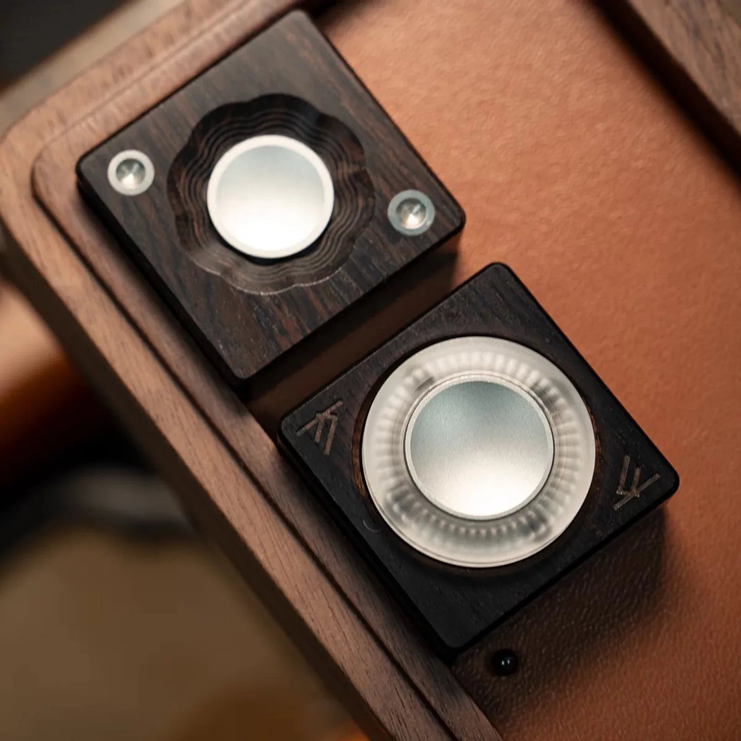 Ebony wood Square Object spinner with stainless steel and PC parts