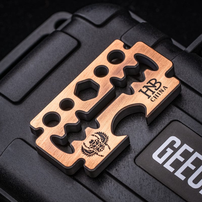 Multi Tool EDC – GEEOne Hannibal Razor 2.0 | Brass Copper Titanium Bottle Opener Wrench Pry Bar