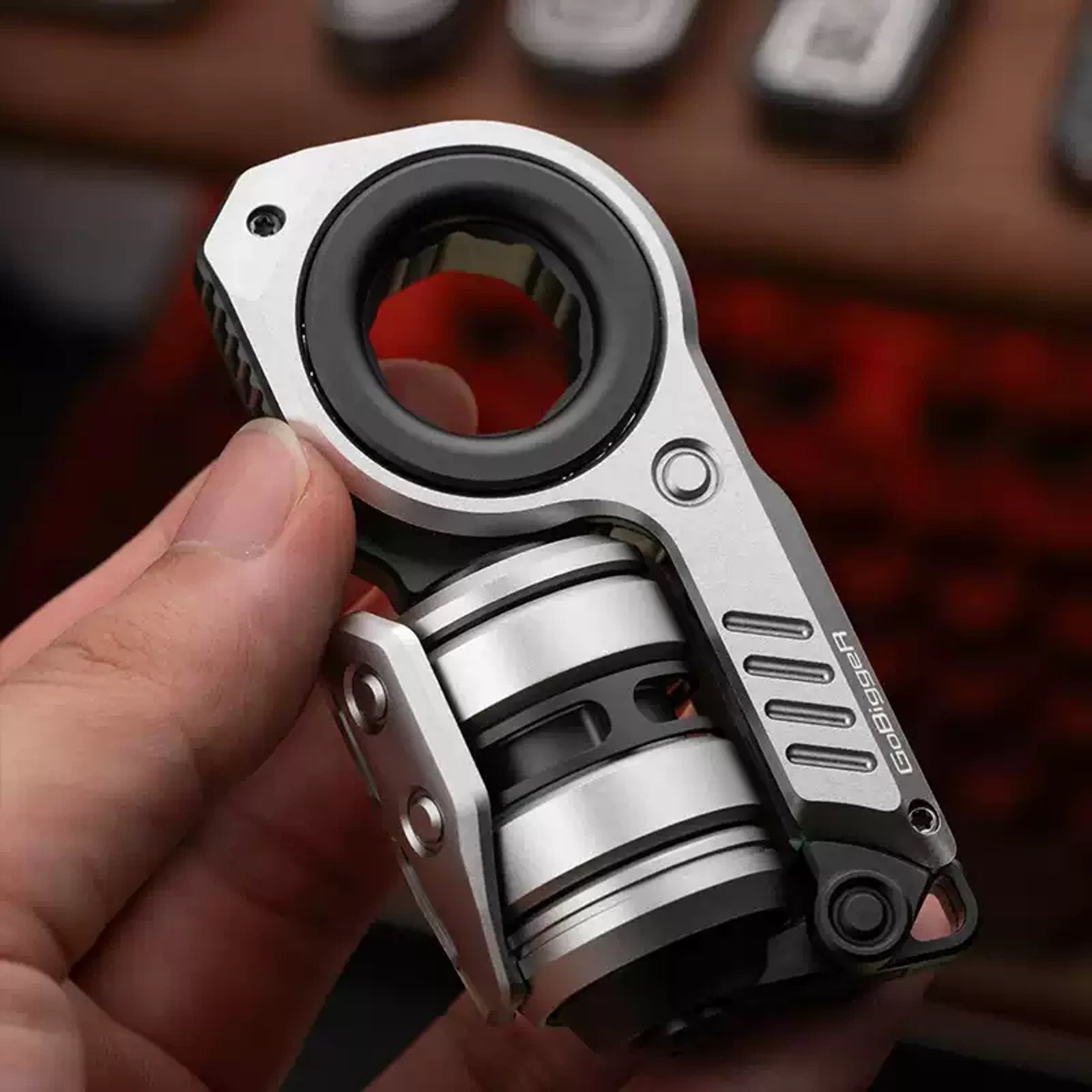 Metal EDC fidget toy ring control and body detail