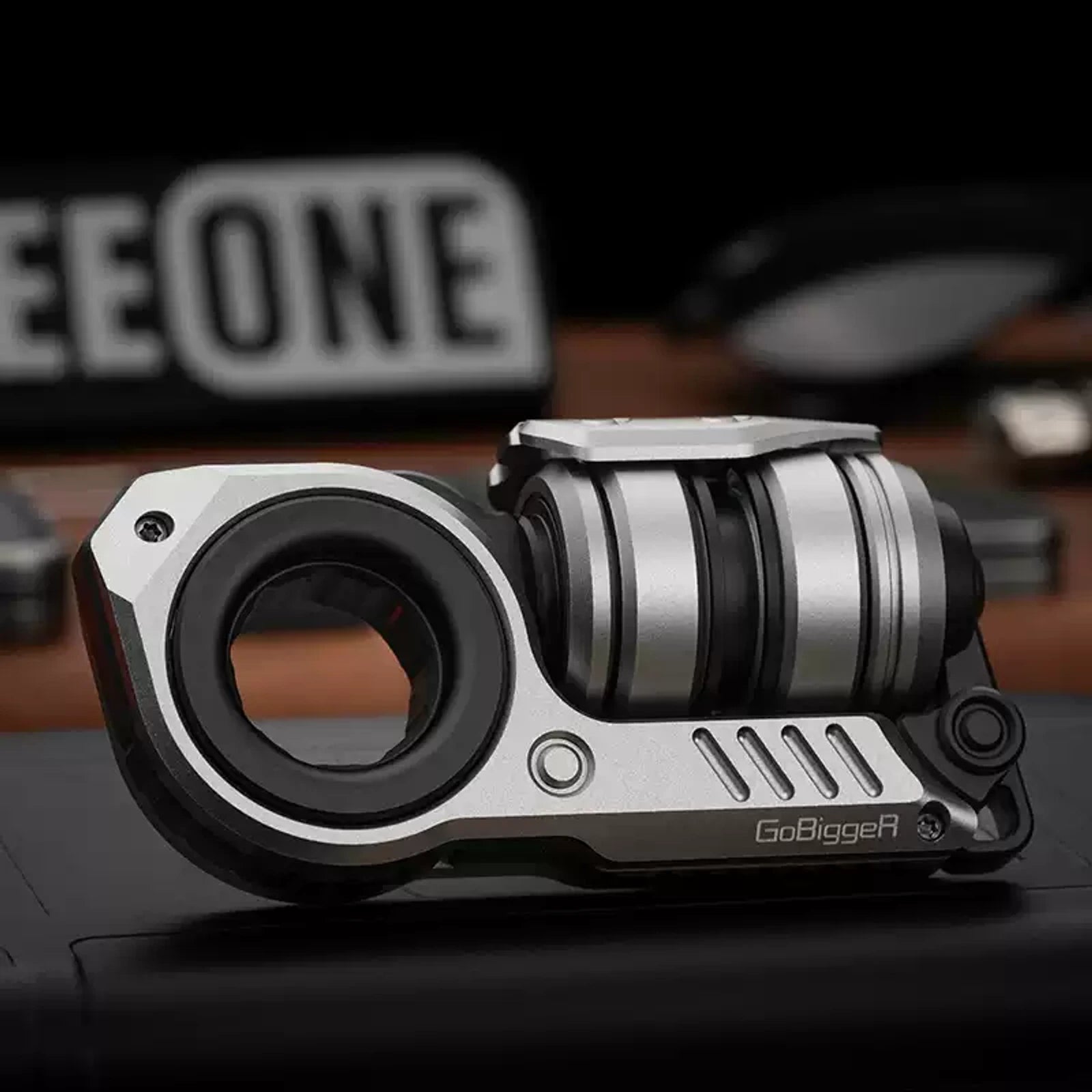GoBiggeR Aurora compact metal fidget toy side view