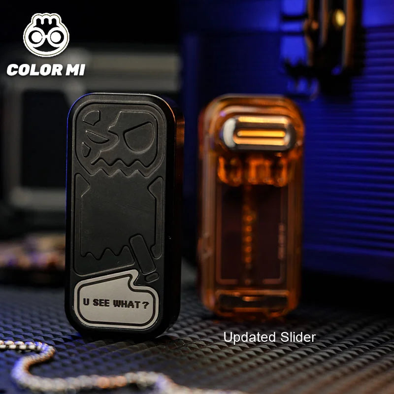 Rear character design of the Skull black-coated titanium slider