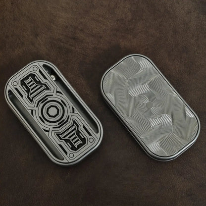 Open stainless-steel Flipoo showing its inner structure