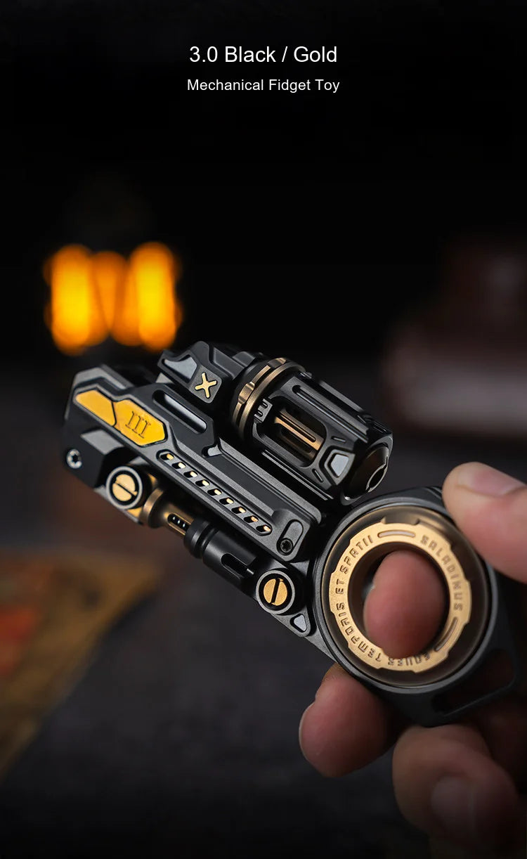 Regular 3.0 black-gold Time Knight toy held in a hand