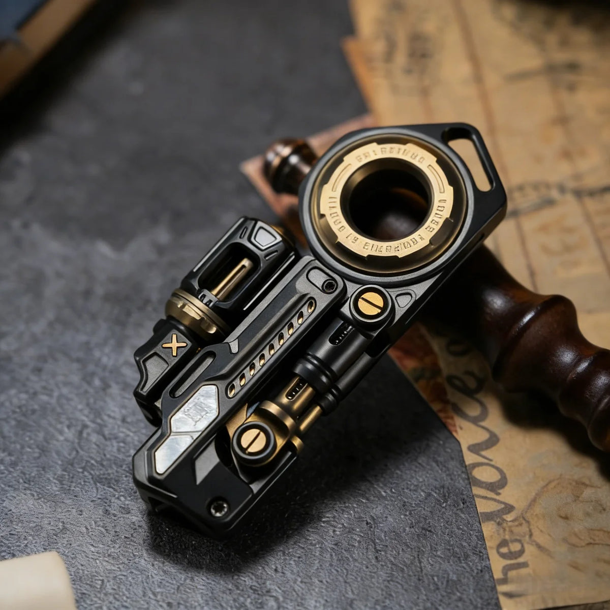 ZERO ONE EDC Time Knight Titanium Black / Gold + White Shell - Inner Film Unopened