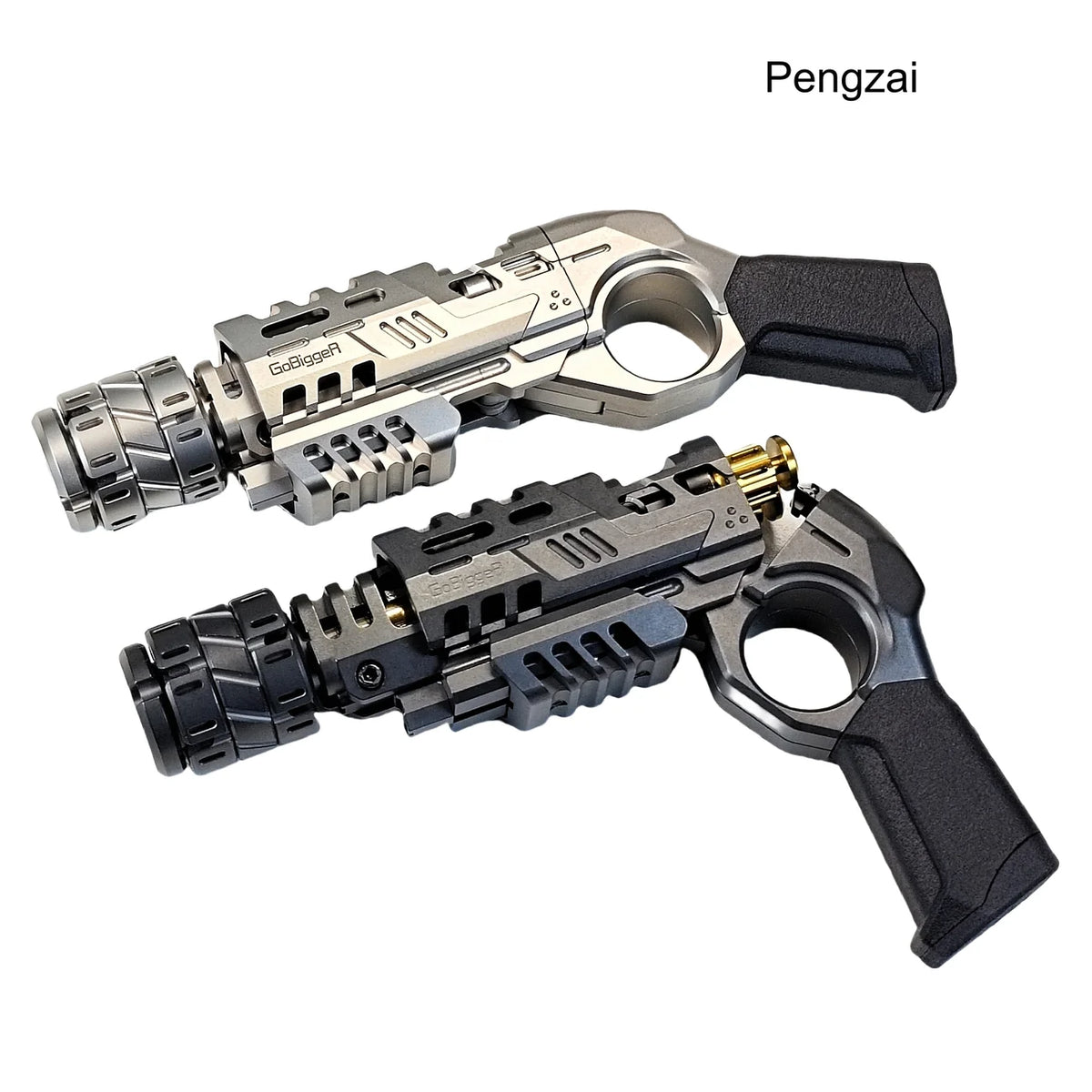 Titanium and zirconium Ring-Frame toys shown side by side