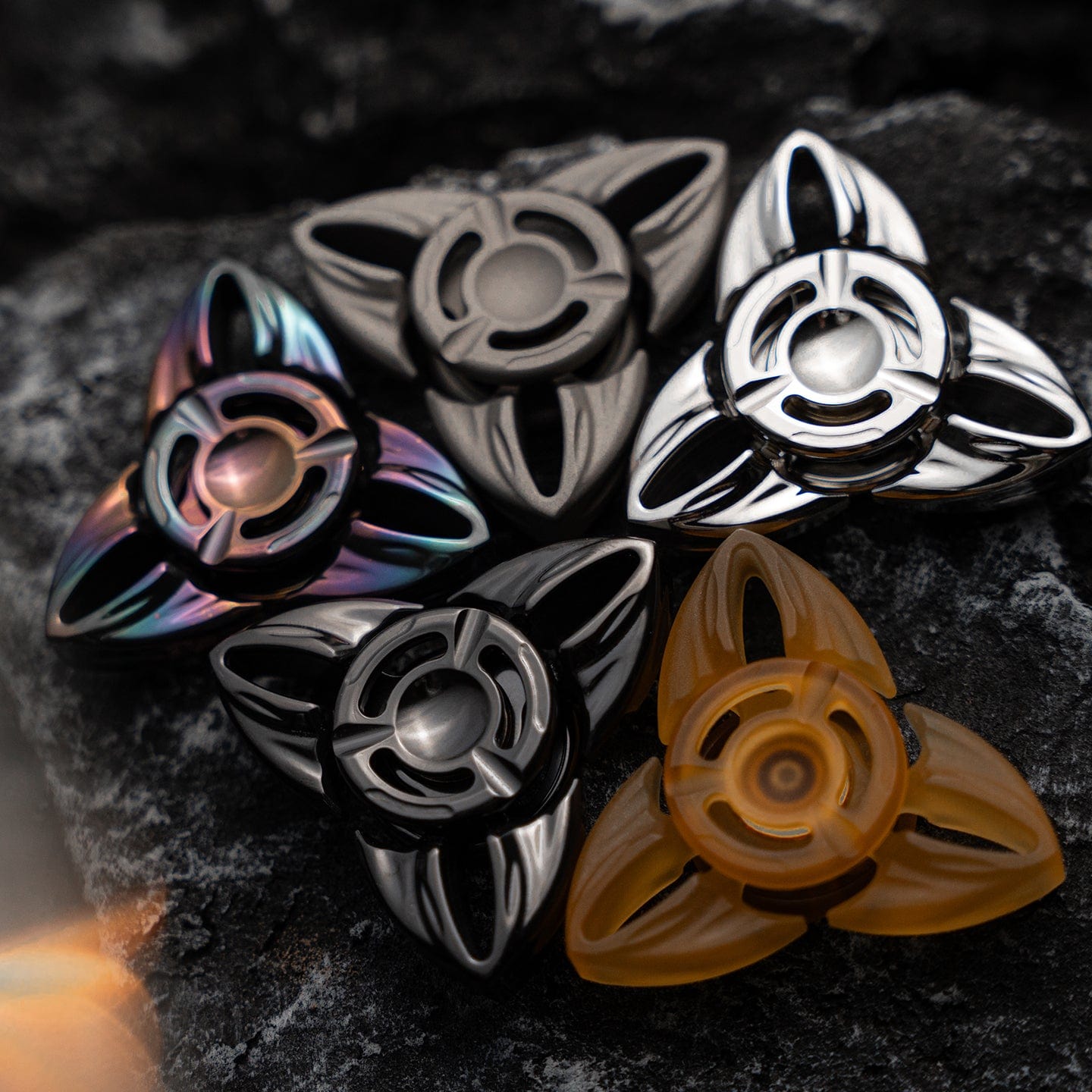 Fidget Spinner EDC – HE EDC Shadow Spinner | Titanium Zirconium Brass Copper Precision Spinner