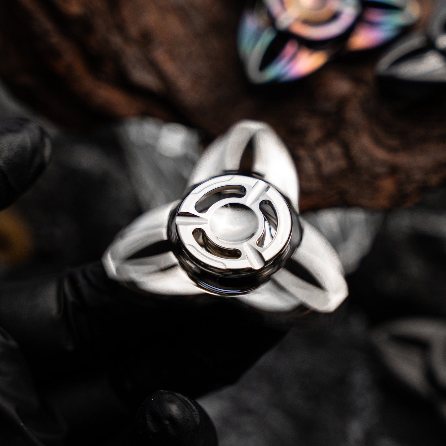 Fidget Spinner EDC – HE EDC Shadow Spinner | Titanium Zirconium Brass Copper Precision Spinner
