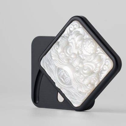 Fidget Slider EDC – LAUTIE Square Slider | Zirconium Titanium PEEK Mother of Pearl Push Slider