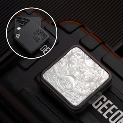 Fidget Slider EDC – LAUTIE Square Slider | Zirconium Titanium PEEK Mother of Pearl Push Slider