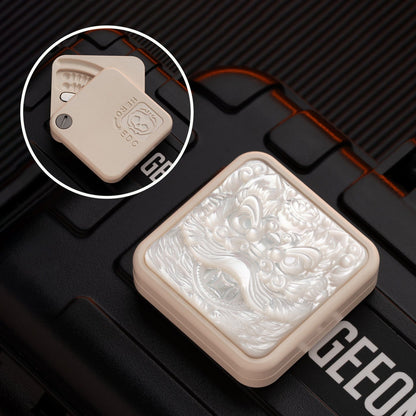 Fidget Slider EDC – LAUTIE Square Slider | Zirconium Titanium PEEK Mother of Pearl Push Slider