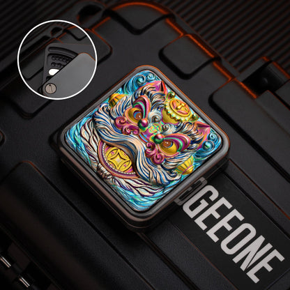 Fidget Slider EDC – LAUTIE Square Slider | Zirconium Titanium PEEK Mother of Pearl Push Slider
