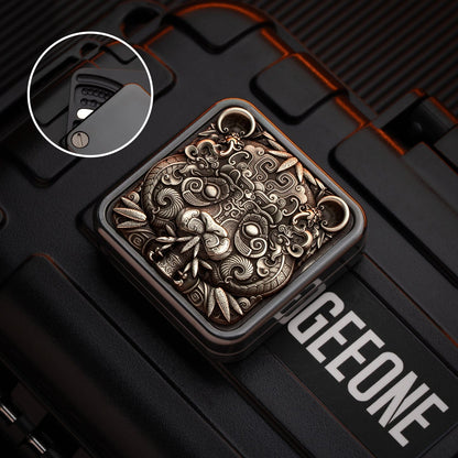 Fidget Slider EDC – LAUTIE Square Slider | Zirconium Titanium PEEK Mother of Pearl Push Slider