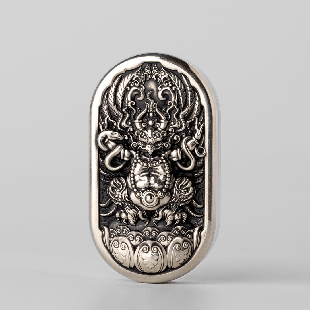 Fidget Slider EDC – Magic Art Roc Slider | Titanium Brass Cupronickel Engraved Push Slider