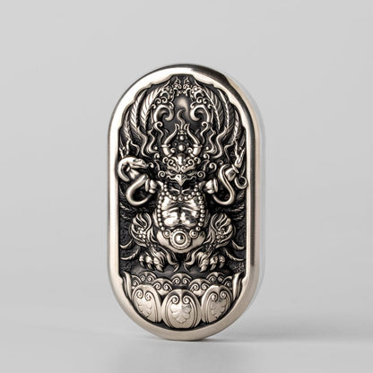 Fidget Slider EDC – Magic Art Roc Slider | Titanium Brass Cupronickel Engraved Push Slider