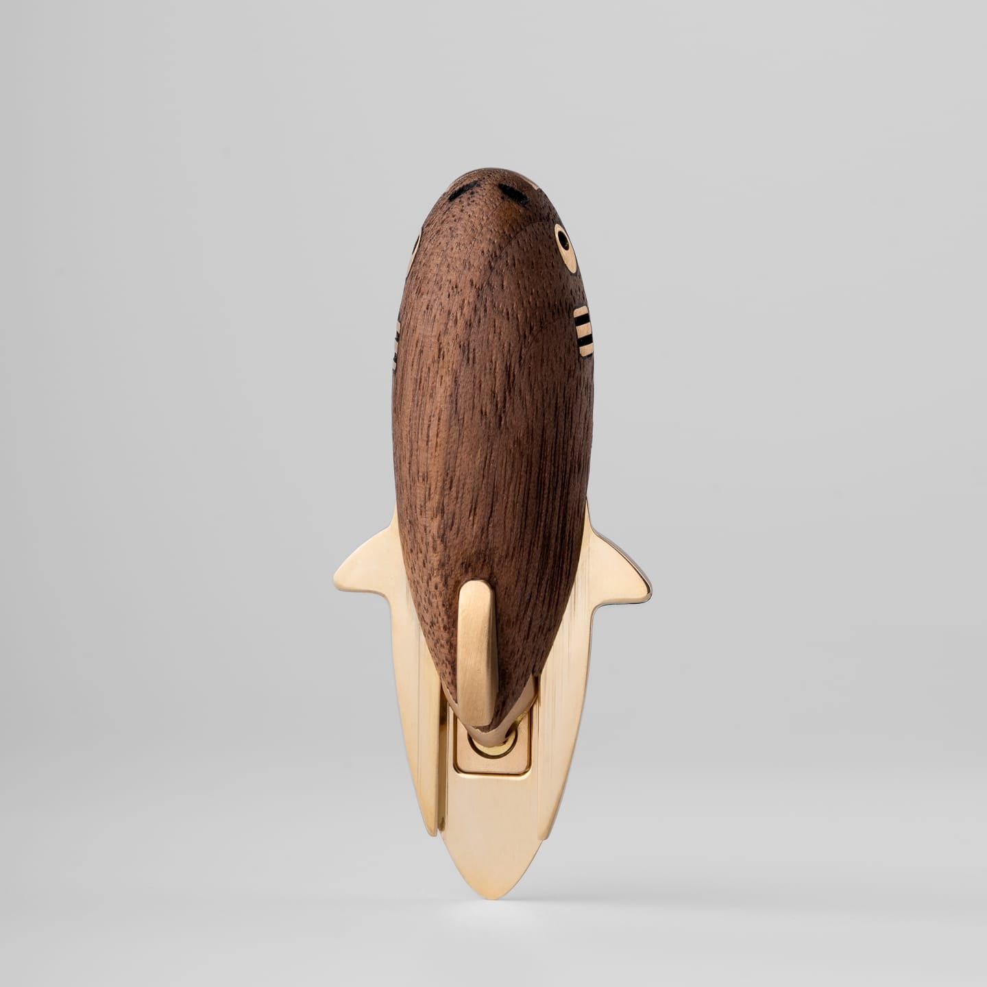 Gyroscope Toy – HF EDC Red Bean Shark | Walnut Ebony Rosewood Brass EDC Spinner
