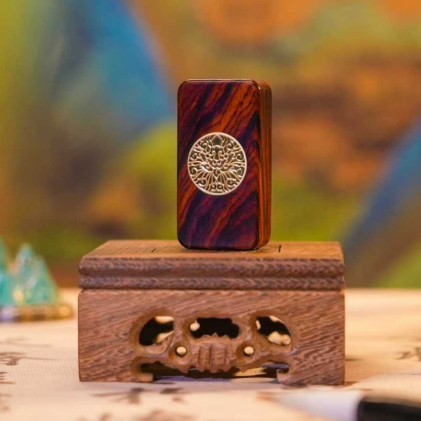 EDC Desk Accessory – JIN MU EDC Paperweight | Cocobolo Wood Golden-threaded Nanmu