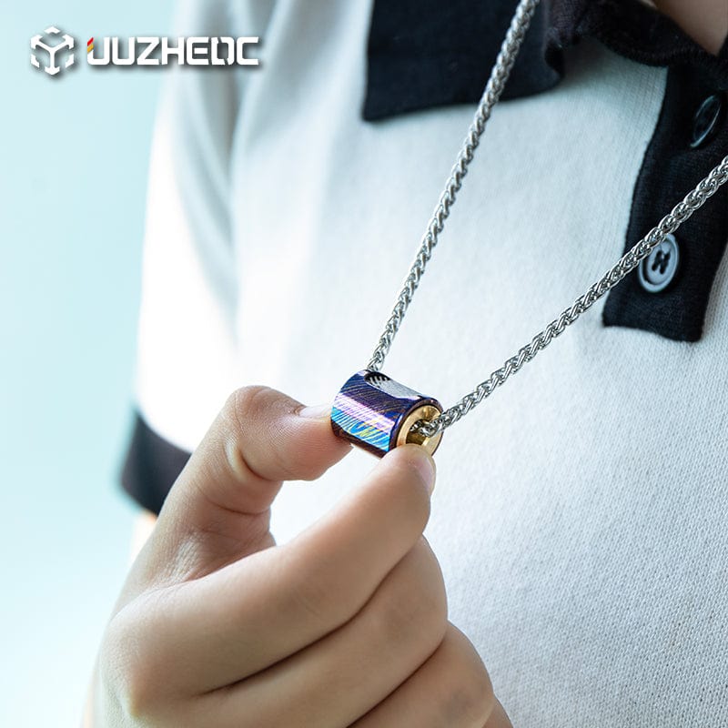 Paracord Bead EDC – JUZHE EDC Scroll | Titanium Zirconium Copper Mokuti Crystal Pendant