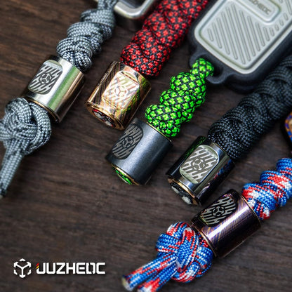 Paracord Bead EDC – JUZHE EDC Scroll | Titanium Zirconium Copper Mokuti Crystal Pendant