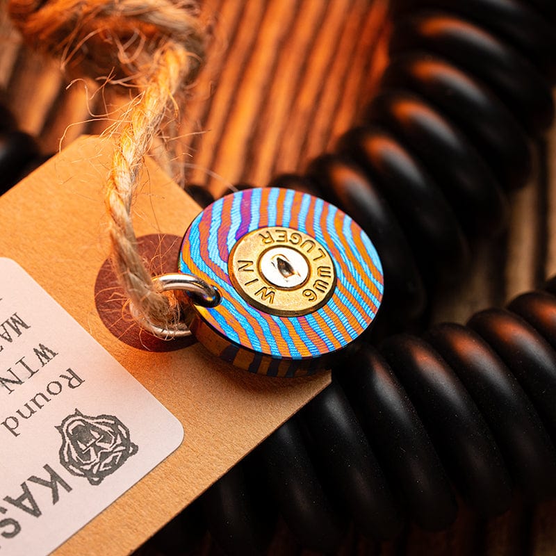 Knife Bead – KASFLY Primer Disc Pendant | Mokuti Damascus Superconductor EDC Disc