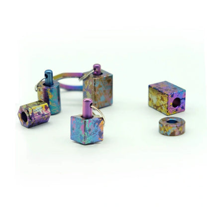 Classic Splatter Titanium Lanyard Beads: assorted bare bead shapes arranged together (gallery view 05).