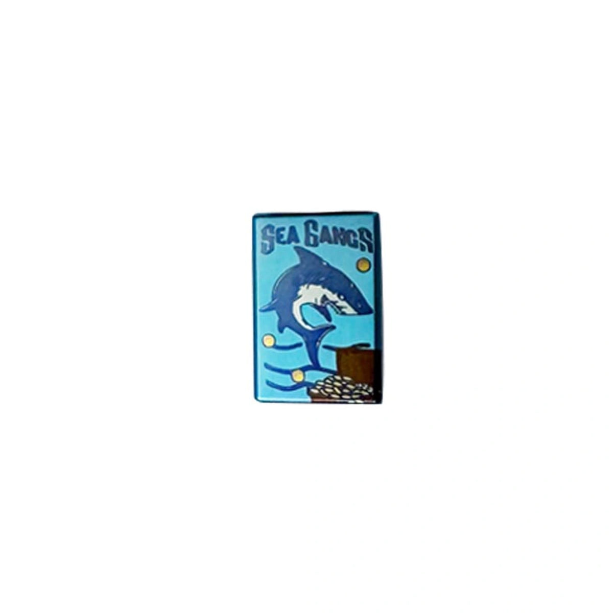 Sea Shark Titanium Lanyard Bead: blue Sea Gangs shark artwork bead on white (gallery view 06).