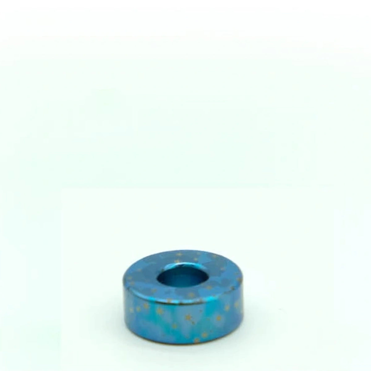 Starry Sky Titanium Lanyard Bead: flat round blue patterned bead (gallery view 06).