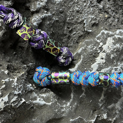 Green & Blue Skull Titanium Lanyard Beads: green and blue skull cord configurations compared (gallery view 02).