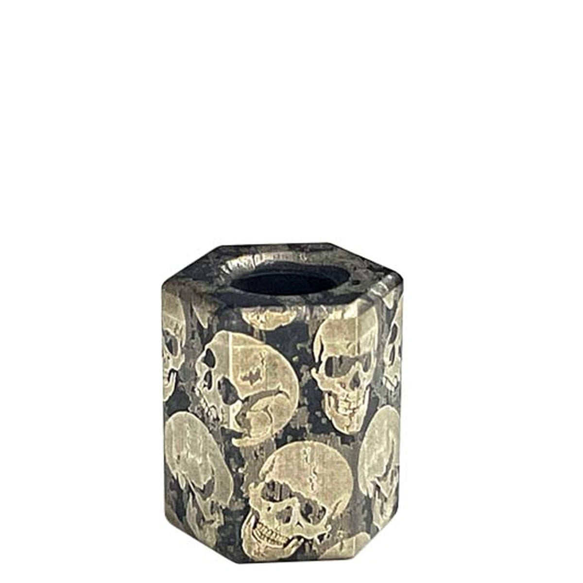 Dark Skull Titanium Lanyard Beads: hexagonal dark skull bead on white (gallery view 10).