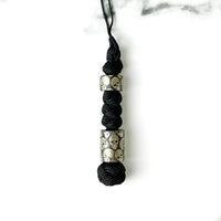 Dark Skull / Small Round Bead + Large Round Bead + Woven Cord